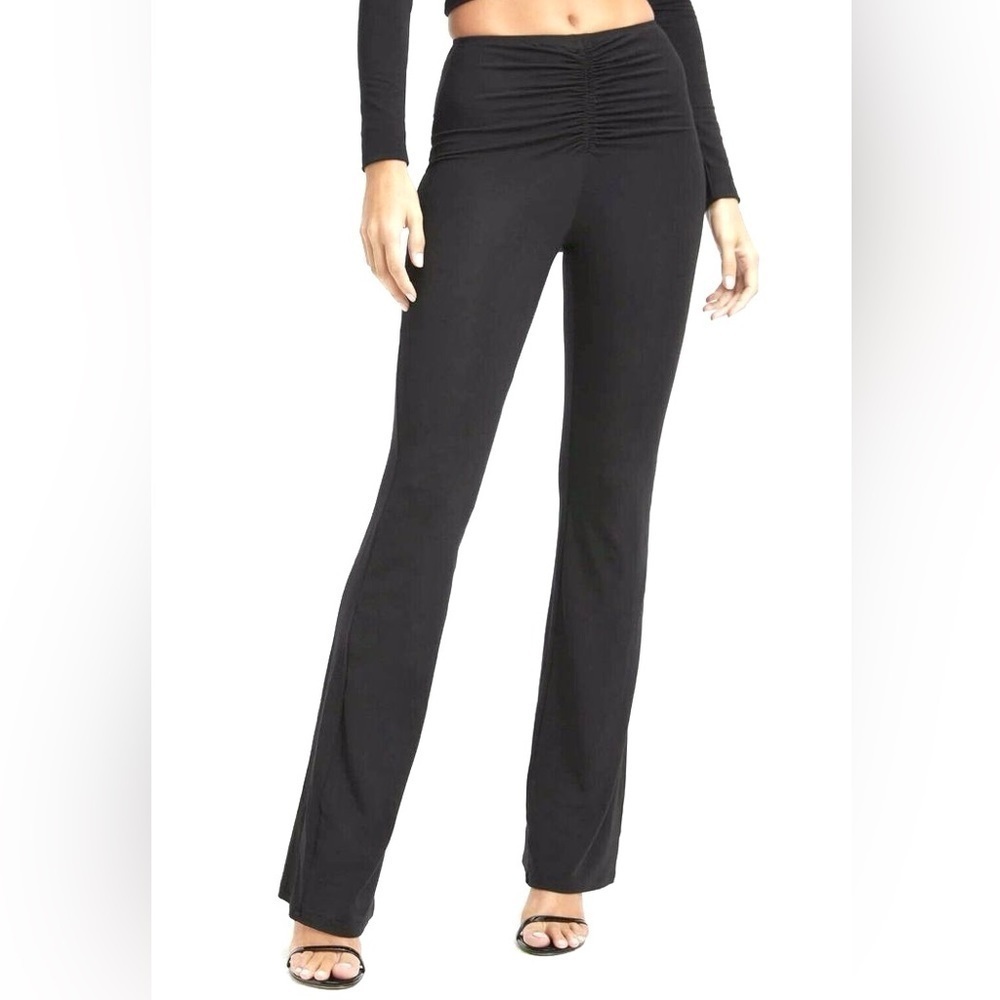 Good American Stretch Flare VBoot Pants Womens Medium Ruched Waist Y2K Goth